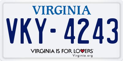 VA license plate VKY4243