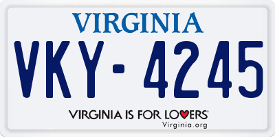 VA license plate VKY4245
