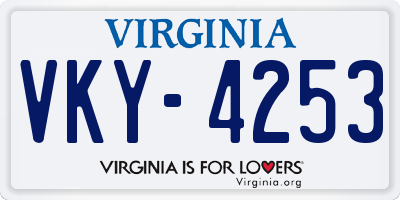 VA license plate VKY4253