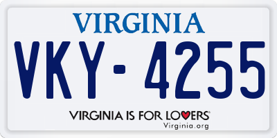 VA license plate VKY4255