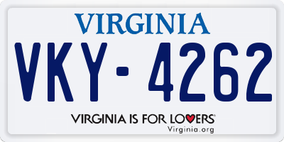 VA license plate VKY4262