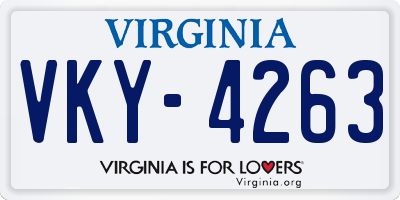 VA license plate VKY4263