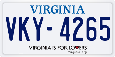 VA license plate VKY4265