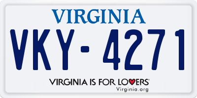 VA license plate VKY4271