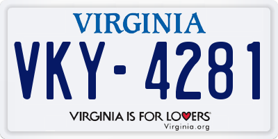 VA license plate VKY4281