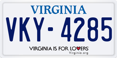 VA license plate VKY4285