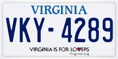 VA license plate VKY4289