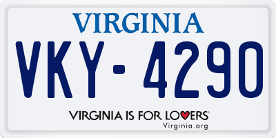 VA license plate VKY4290