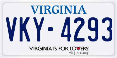 VA license plate VKY4293