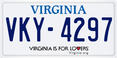 VA license plate VKY4297