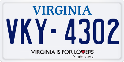 VA license plate VKY4302