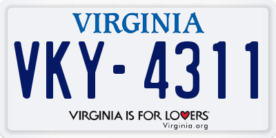 VA license plate VKY4311