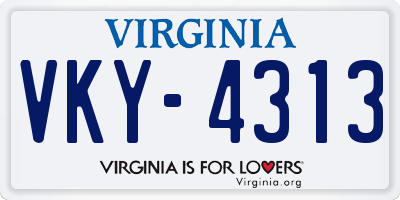 VA license plate VKY4313