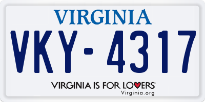 VA license plate VKY4317