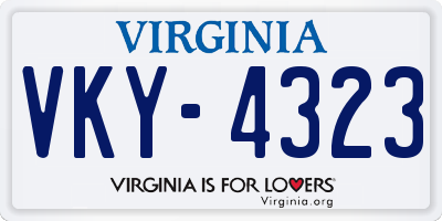 VA license plate VKY4323