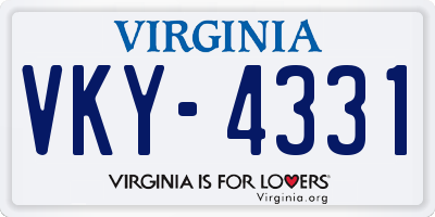 VA license plate VKY4331