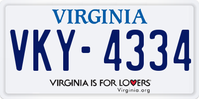 VA license plate VKY4334