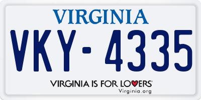 VA license plate VKY4335