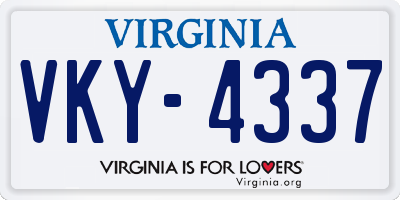VA license plate VKY4337