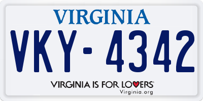 VA license plate VKY4342
