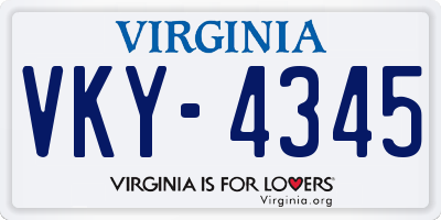 VA license plate VKY4345