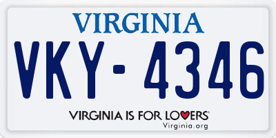 VA license plate VKY4346