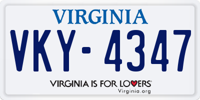VA license plate VKY4347