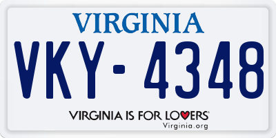 VA license plate VKY4348