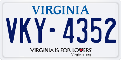 VA license plate VKY4352