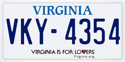 VA license plate VKY4354
