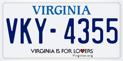 VA license plate VKY4355