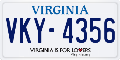 VA license plate VKY4356