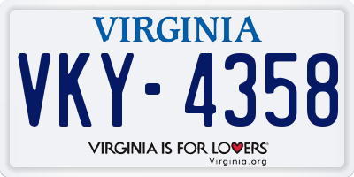 VA license plate VKY4358
