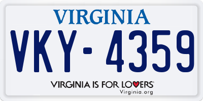 VA license plate VKY4359