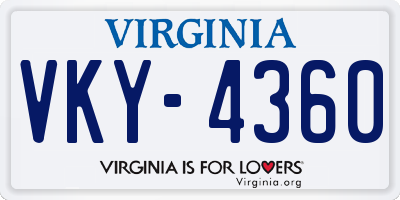 VA license plate VKY4360