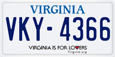 VA license plate VKY4366