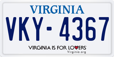 VA license plate VKY4367