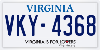 VA license plate VKY4368
