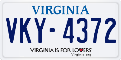 VA license plate VKY4372