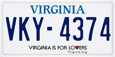 VA license plate VKY4374