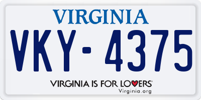 VA license plate VKY4375