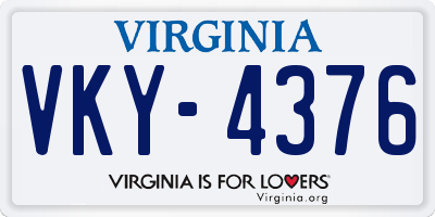 VA license plate VKY4376