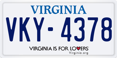 VA license plate VKY4378