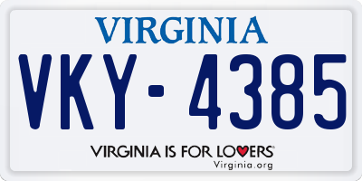 VA license plate VKY4385