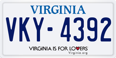 VA license plate VKY4392
