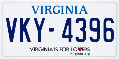 VA license plate VKY4396