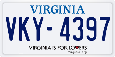 VA license plate VKY4397