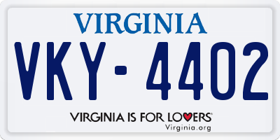 VA license plate VKY4402
