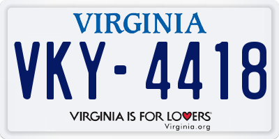 VA license plate VKY4418