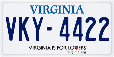 VA license plate VKY4422